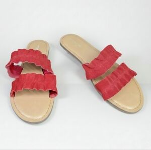 American Eagle Size 9 NEW Slide Sandals Flip Flops Red Suede Leather Flats Slip